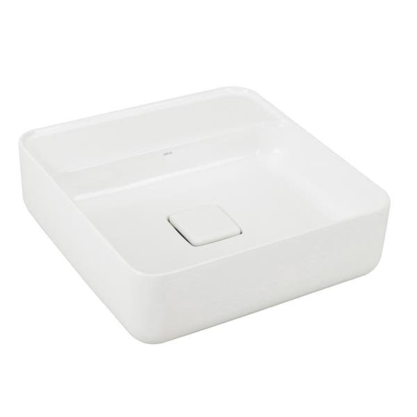 Cuba para Banheiro de Apoio Louça Quadrada Branca 40x40cm com Mesa Slim Deca