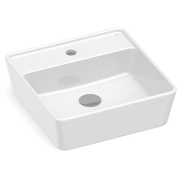 Cuba para Banheiro de Apoio Louça Quadrada Branca 42x42cm com Mesa Optica Roca