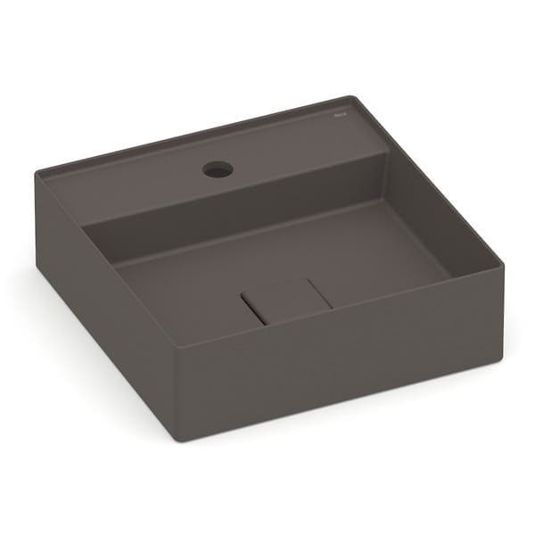 Cuba para Banheiro de Apoio Louça Quadrada Cafe 40x40cm com Mesa Terra Roca