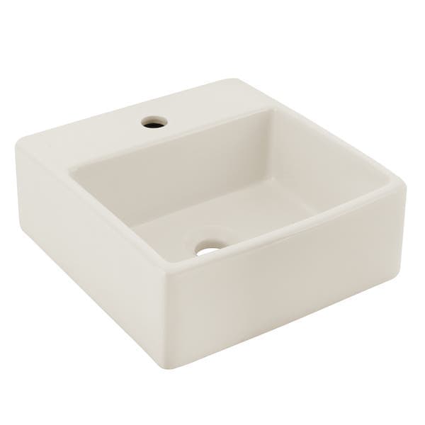 Cuba para Banheiro de Apoio Louça Quadrada Palha 35x35cm com Mesa Versalhes Sensea