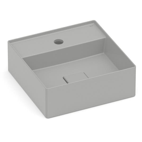 Cuba para Banheiro de Apoio Louça Quadrada Stone 35x35cm com Mesa Terra Roca