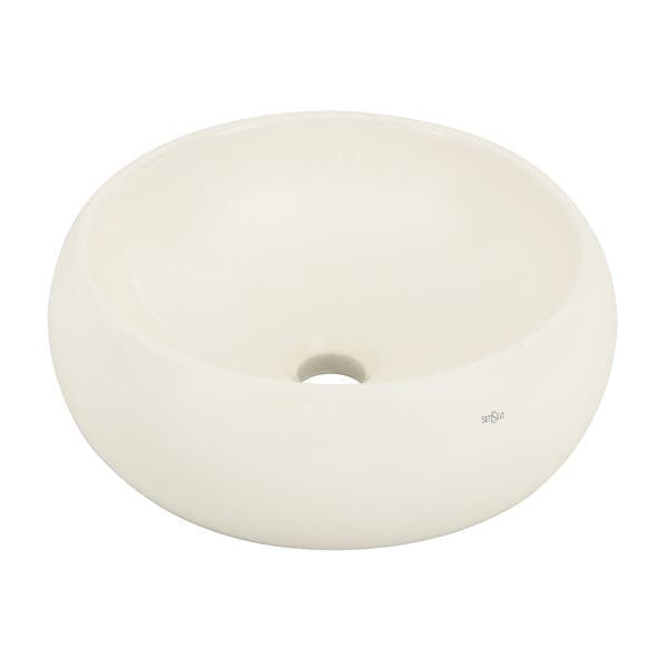 Cuba para Banheiro de Apoio Louça Redonda Palha 36cm Bordeaux Sensea