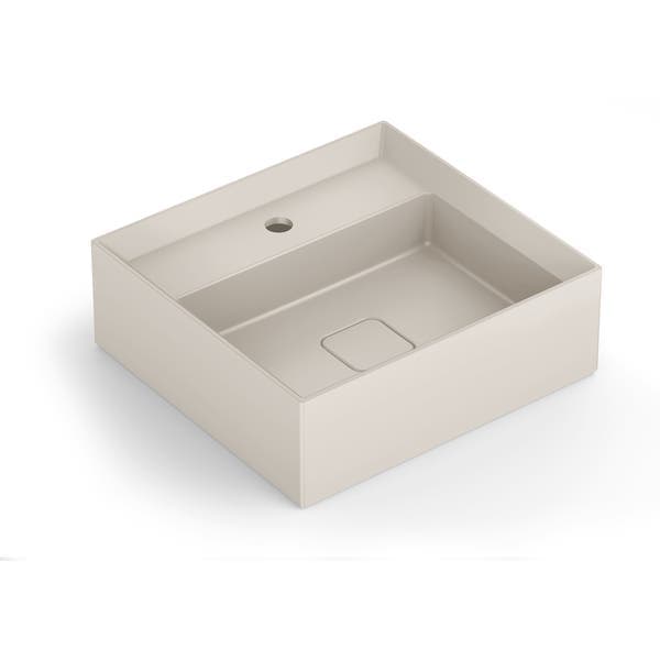 Cuba para Banheiro de Apoio Louça Retangular Beige 45,5x42,5cm com Mesa Platinum Incepa