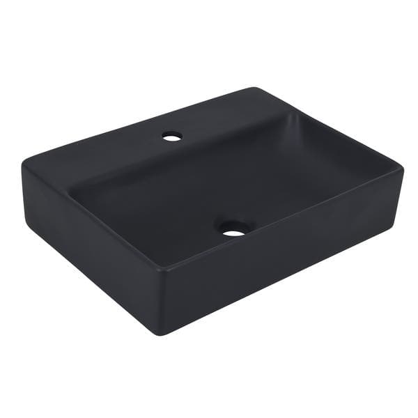 Cuba para Banheiro de Apoio Louça Retangular Preta Fosca 49x37cm com Mesa Sevilha Sensea
