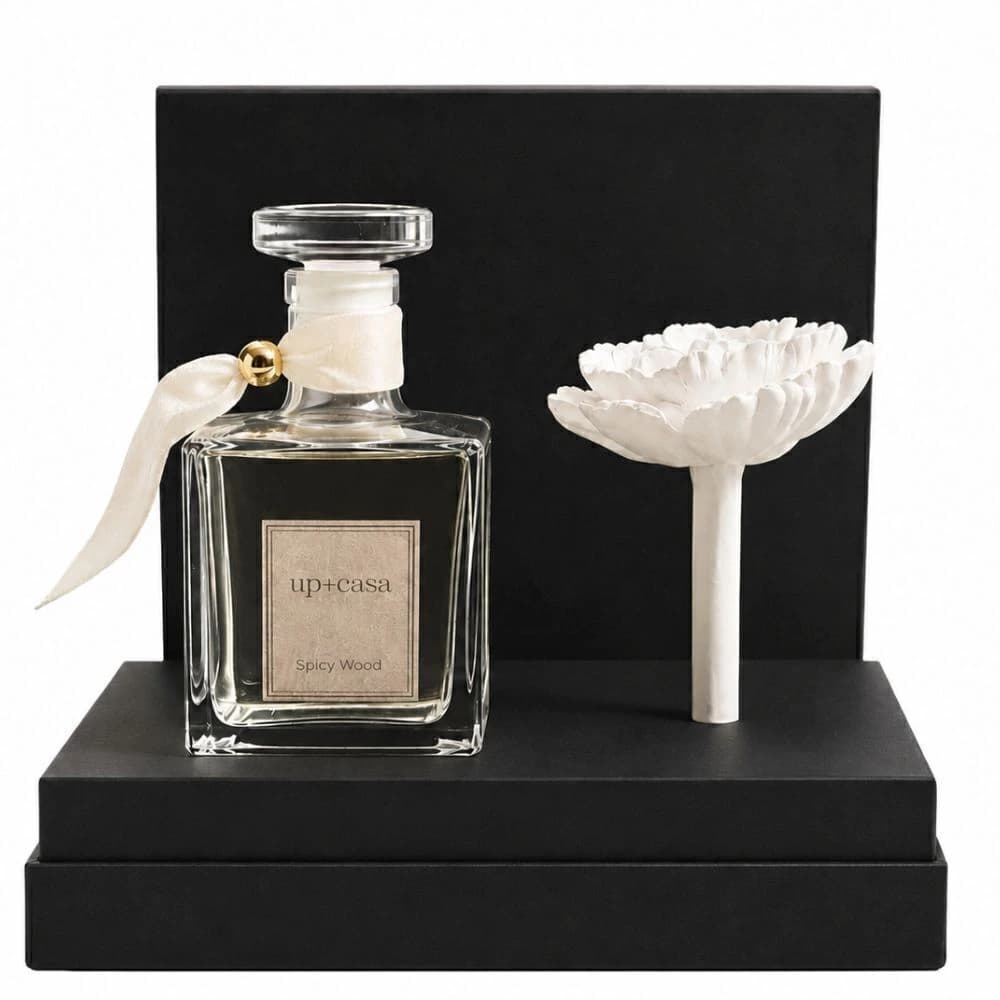 Difusor com Escultura de Flor Spicy Wood com Giftbox