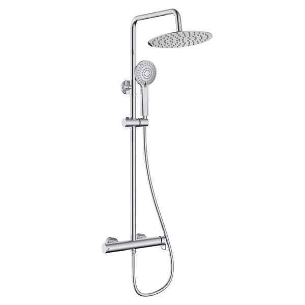 Ducha 3 Jatos Redonda com Coluna Mococomando Parede Cromada Vega Plus Roca