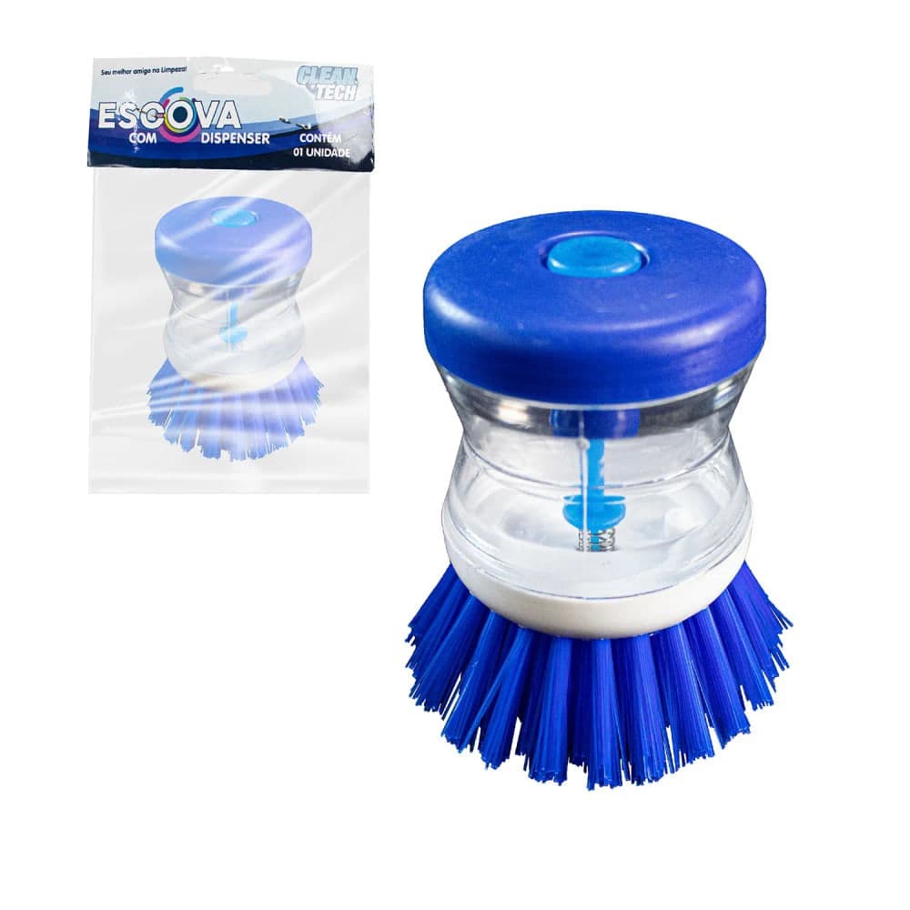 Escova de Limpeza com Dispenser Azul - Clean Tech