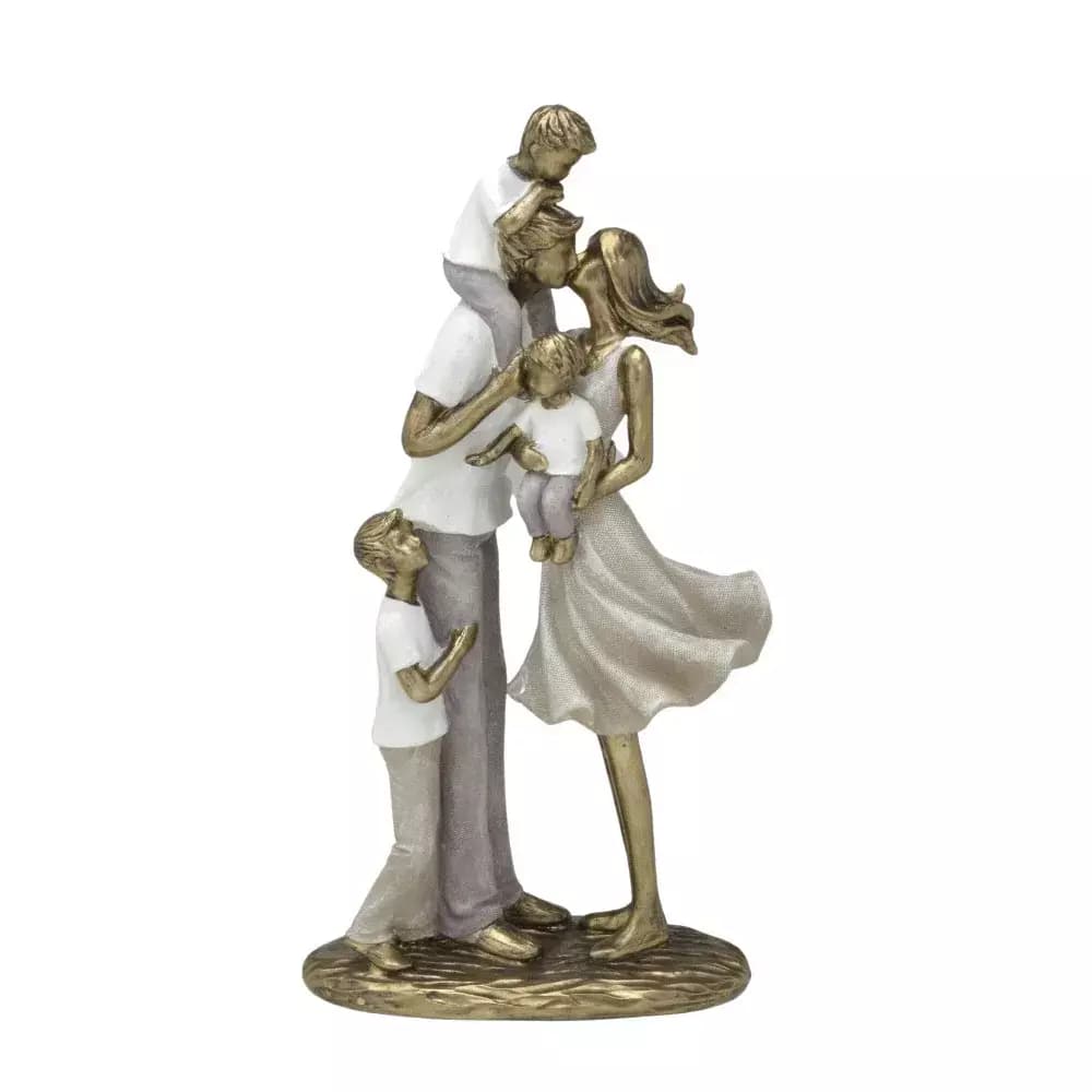 Escultura Decorativa Casal Com Três Filhos