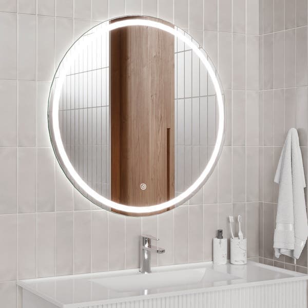 Espelho para Banheiro Redondo com LED Frontal Bivolt 80cm Gavix