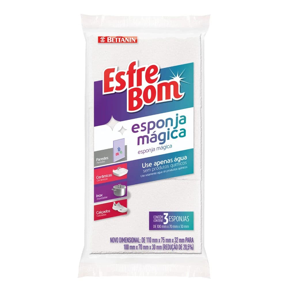 Esponja Mágica 3 Peças - Esfrebom