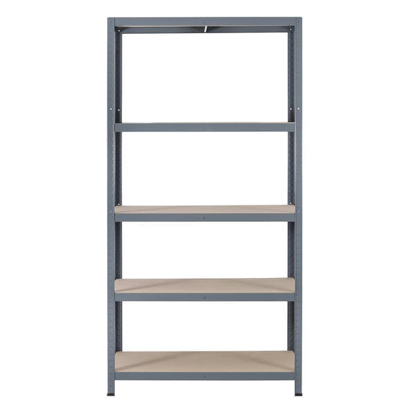 Estante de Aço e Madeira MDF com 5 Prateleiras Cinza Carga 196x100x50cm 1500kg Spaceo