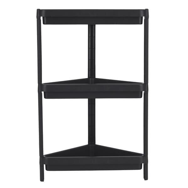 Estante de Plástico Polipropileno com 3 Prateleiras Preta Geo 76,5x33x33cm 15kg Grifit