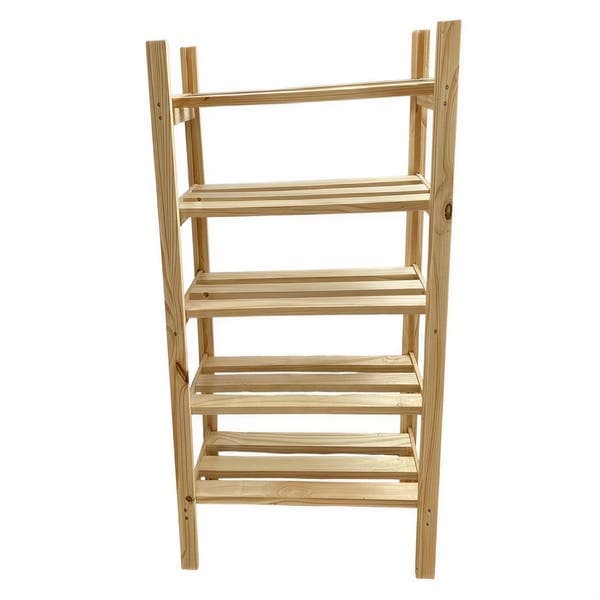 Estante Decorativa de Madeira Pinus com 5 Prateleiras Bege 170x60x30cm 25kg Settis