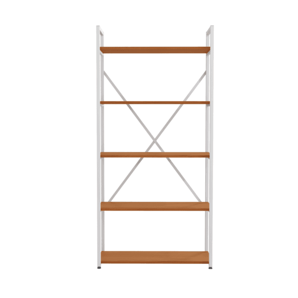 Estante para Livros de Metal e Madeira MDP com 5 Prateleiras Marrom e Branca Industrial 152x72x33cm 35kg Kappesberg