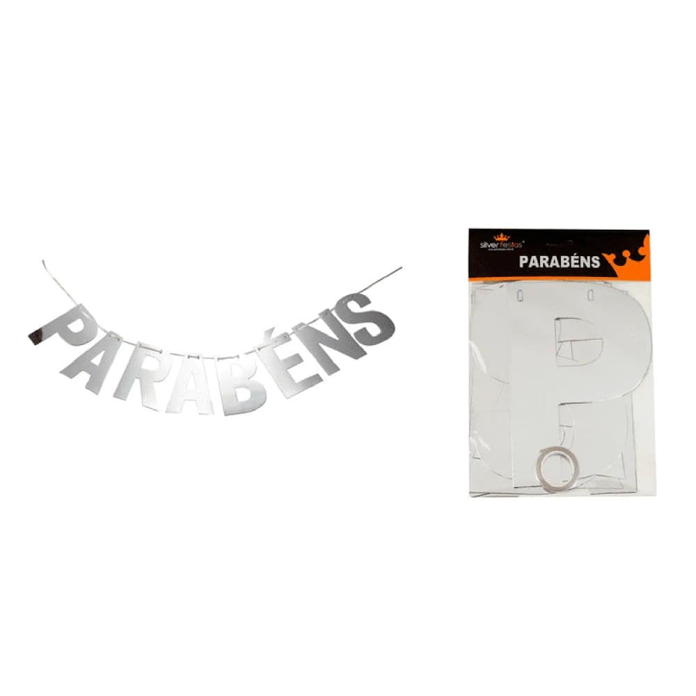 Faixa Decorativa Parabéns Prata - Silver Festas