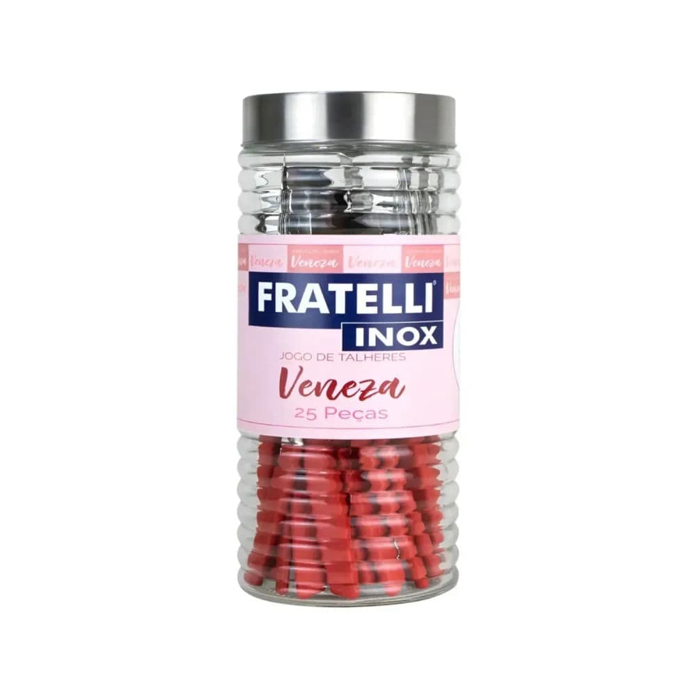 Faqueiro de Inox Veneza 25 Peças Vermelho - Fratelli