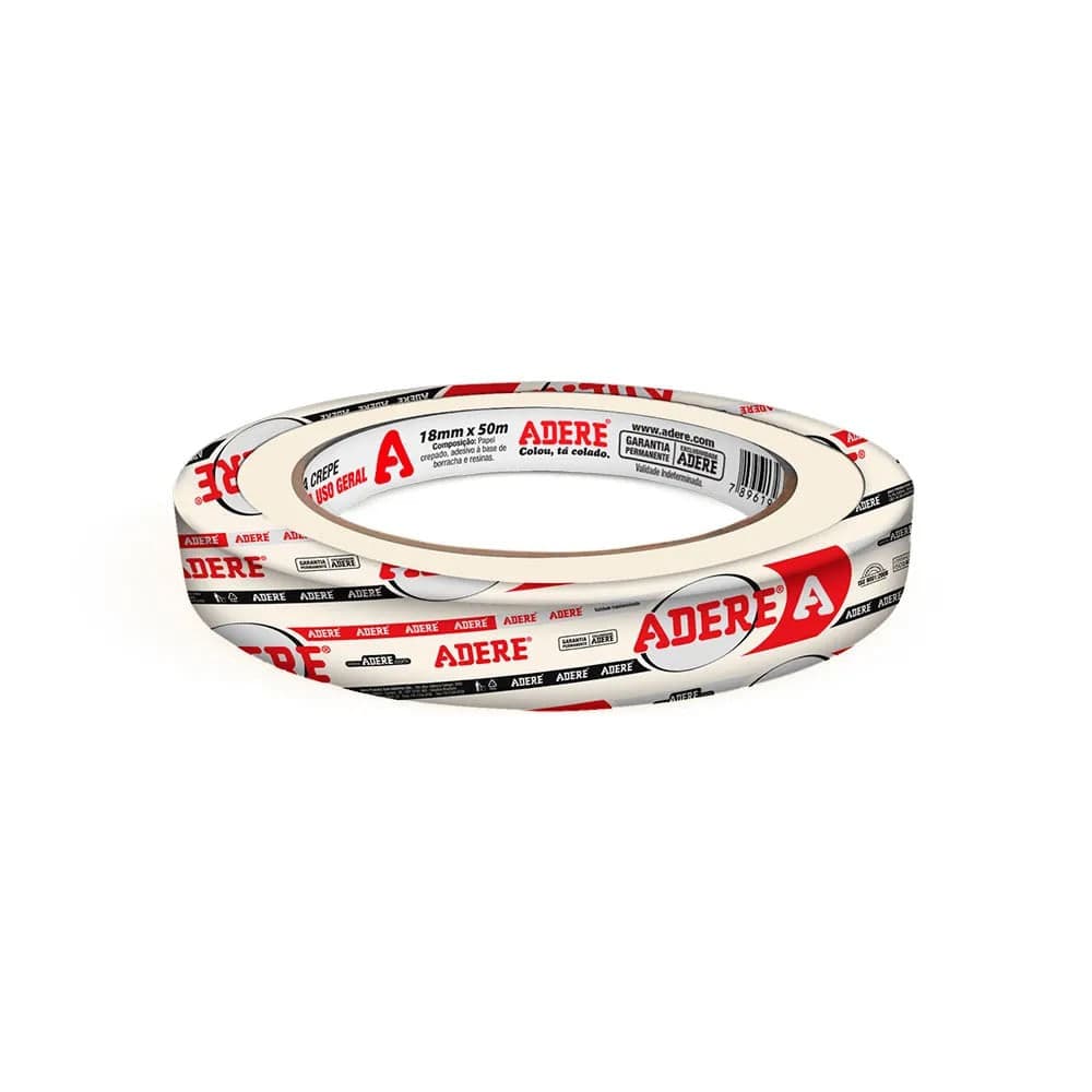 Fita Crepe para Uso Geral 18mmx50m Bege - Adere