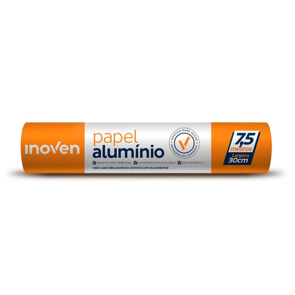 Folha Papel Alumínio Rolo 30cmx7,5m - Inoven