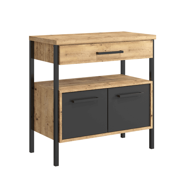Gabinete para Banheiro 80cm Madeira MDF Preto Fosco Munique Darabas Agardi
