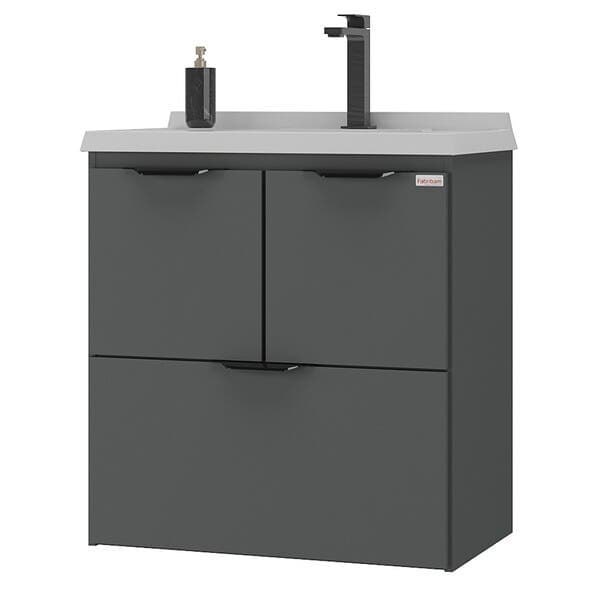 Gabinete para Banheiro com Cuba 56,2cm Madeira MDF e MDP Chumbo Luiza Fabribam