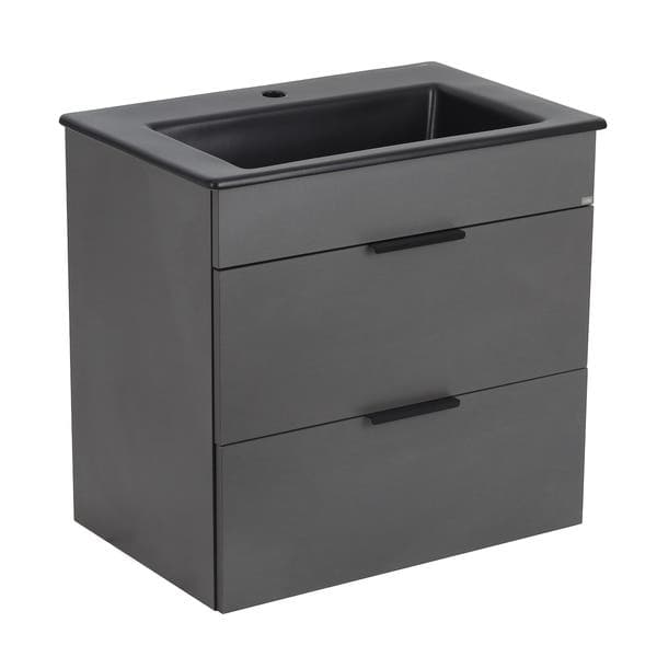 Gabinete para Banheiro com Cuba 65cm Madeira MDF e MDP Stone Matte Black Cube Celite