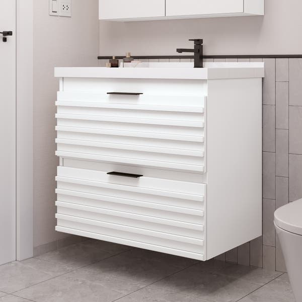 Gabinete para Banheiro com Cuba 66cm Madeira MDF Branco Isa Astral Design