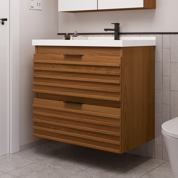 Gabinete para Banheiro com Cuba 66cm Madeira MDF Freijó Isa Astral Design