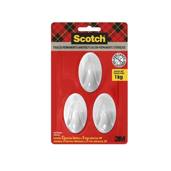 Gancho Adesivo 1kg Branco Scotch