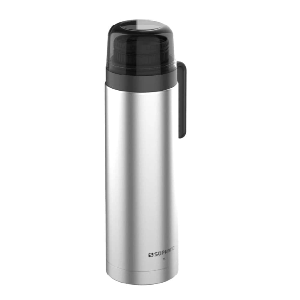 Garrafa Térmica Ágata Slim 1l Inox com Preto - Soprano