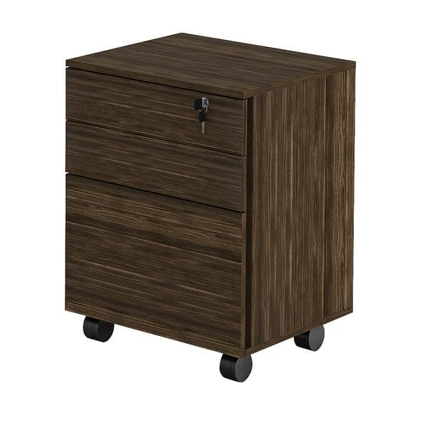 Gaveteiro de Chão 3 Gavetas com Chave 64,5x48,8x43cm Nogal Tecno Mobili