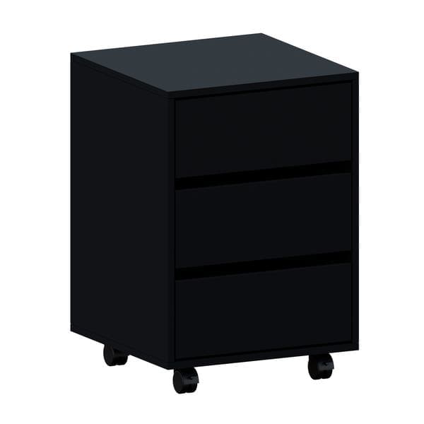 Gaveteiro de Chão 3 Gavetas com Rodas 66x45x45cm Madeira Preto Luciane