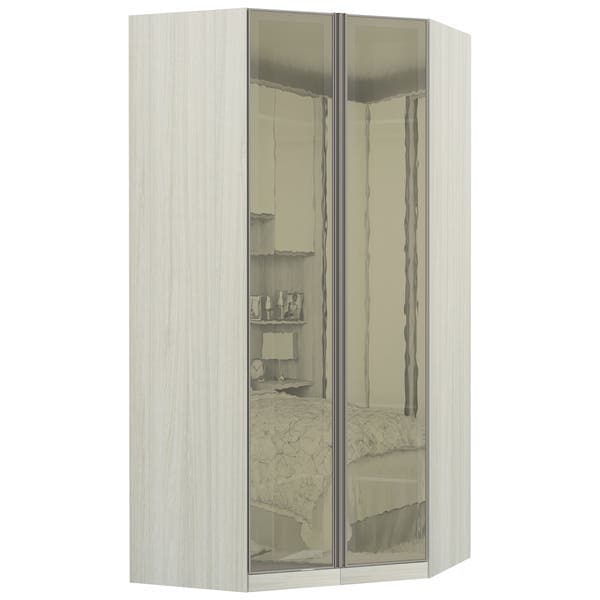 Guarda-Roupa de Canto Diagonal Modulado Legno 2 Portas de Abrir Reflecta Bronze MDP 236x111,8x111,8cm Prime Luciane