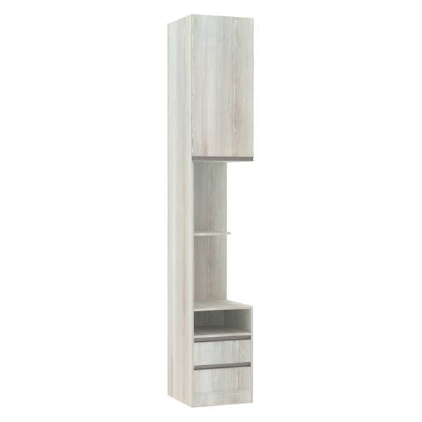 Guarda-Roupa Módulo Mesa Cabeceira Esquerda Legno Crema com 1 Porta de Abrir 2 Gavetas MDP 236x40,3x45cm Prime Luciane