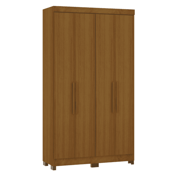 Guarda-Roupa Solteiro 4 Portas de Abrir 2 Gavetas MDP Freijó 205x111,6x46,5cm Gênova Luciane