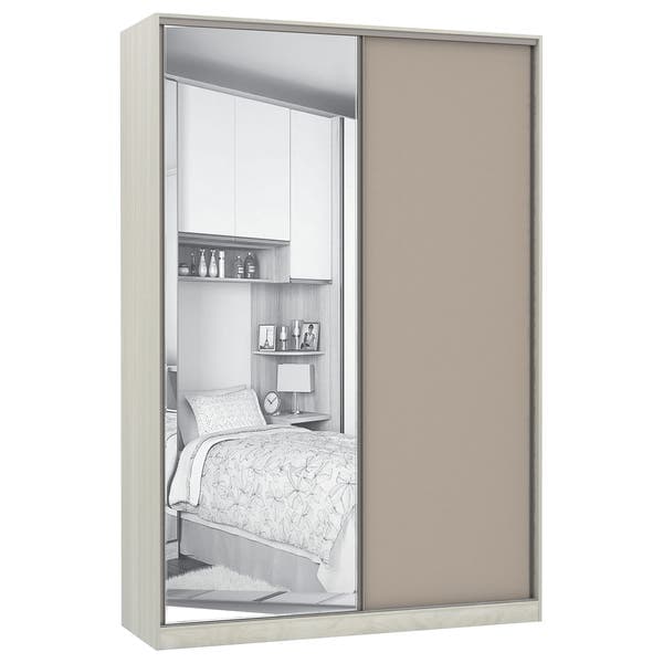 Guarda-Roupa Solteiro Modulado Legno 2 Portas de Correr Connect com Espelho 3 Gavetas MDP 236x159,2x54,5cm Prime Luciane