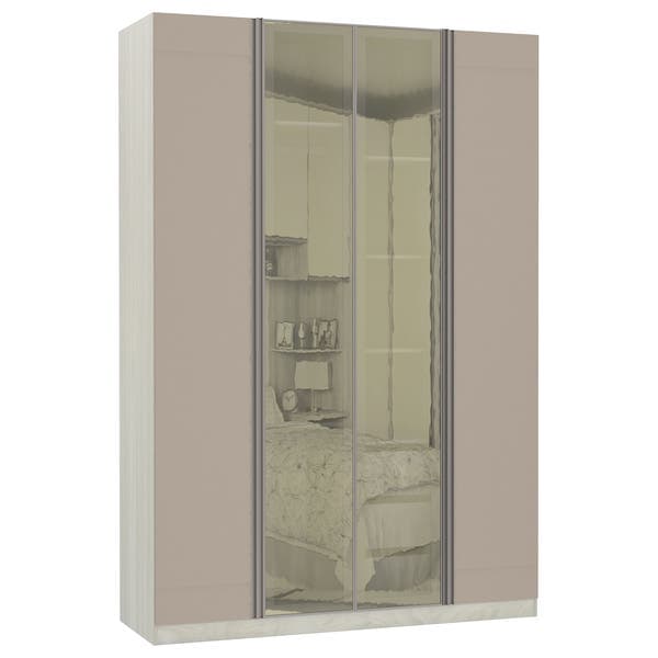Guarda-Roupa Solteiro Modulado Legno 4 Portas de Abrir Connect e Reflecta Bronze MDP 236x159,2x56cm Prime Luciane