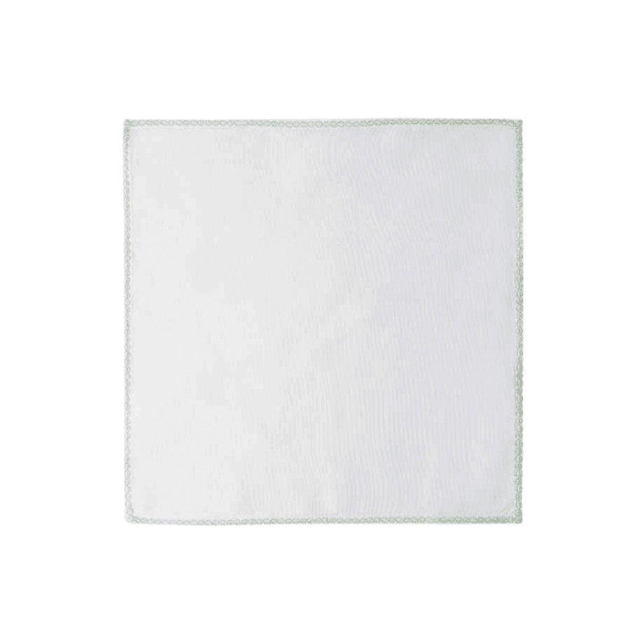 Guardanapo de Tecido Bordado Manu Fisch Branco e Verde 48 cm