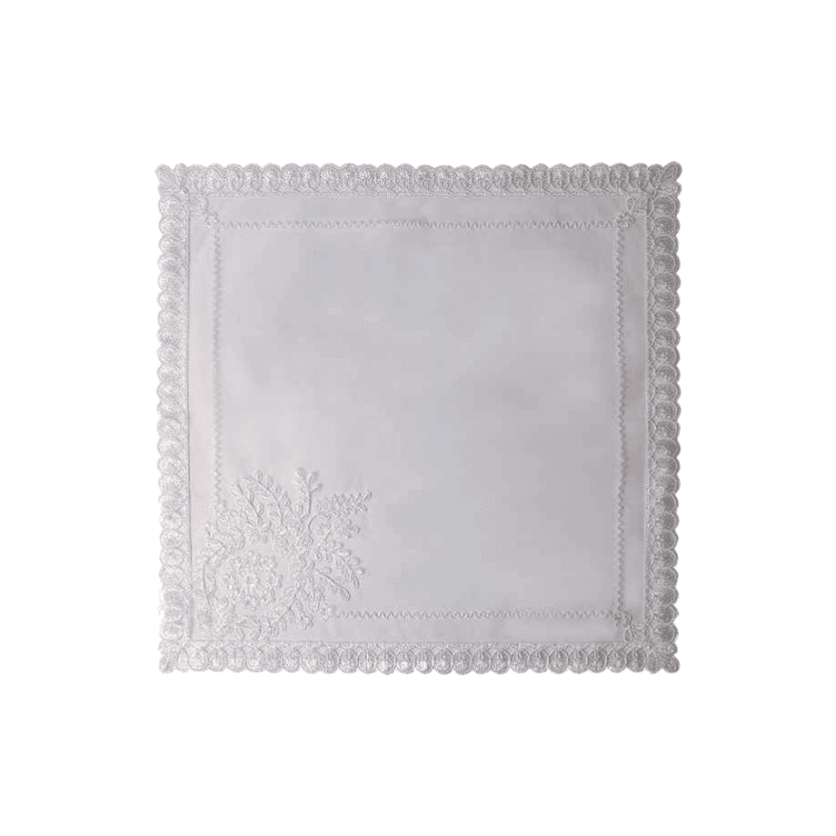 Guardanapo de Tule Bordado Manu Fisch Off White