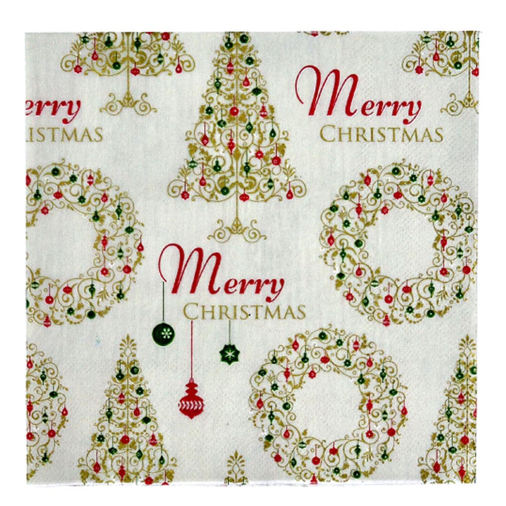 Guardanapo Papel Natal 33x33cm Merry Christ Árvore - Espressione Christmas