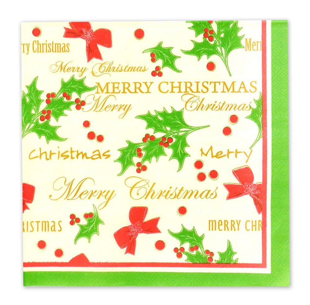 Guardanapo Papel Natal 33x33cm Merry Christ Folhas - Espressione Christmas