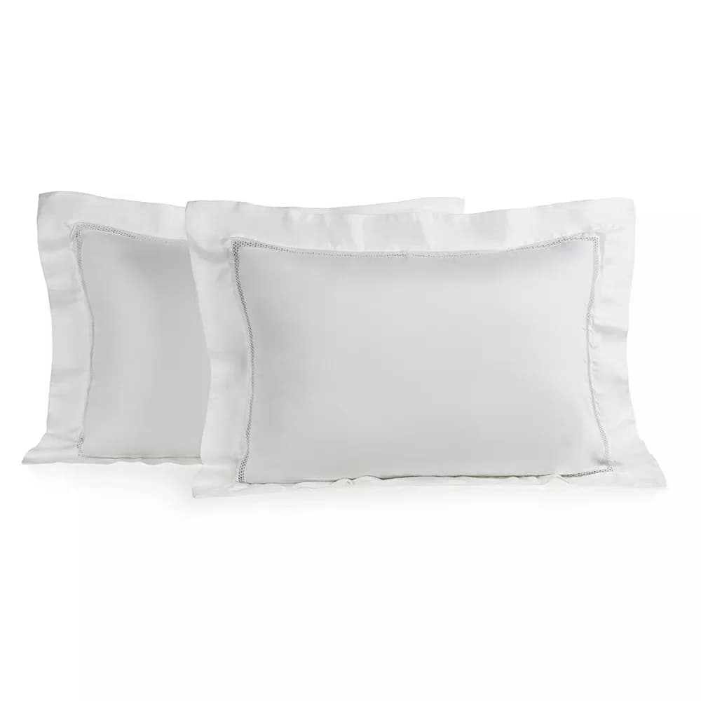 Jogo 02 Fronhas Contessina 300 Fios Trussardi Branco 50 x 70 cm