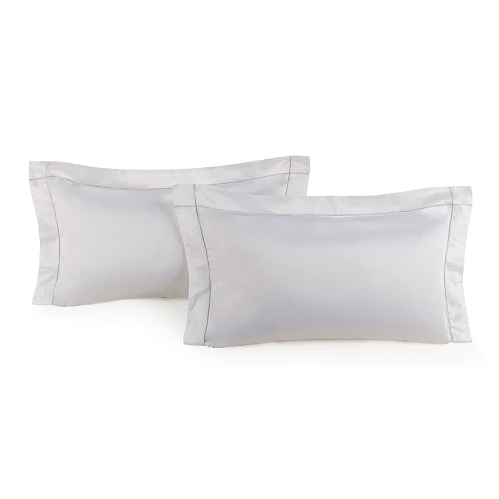 Jogo 2 Fronhas Girelli Bambu 300 Fios Trussardi Branco/Platino
