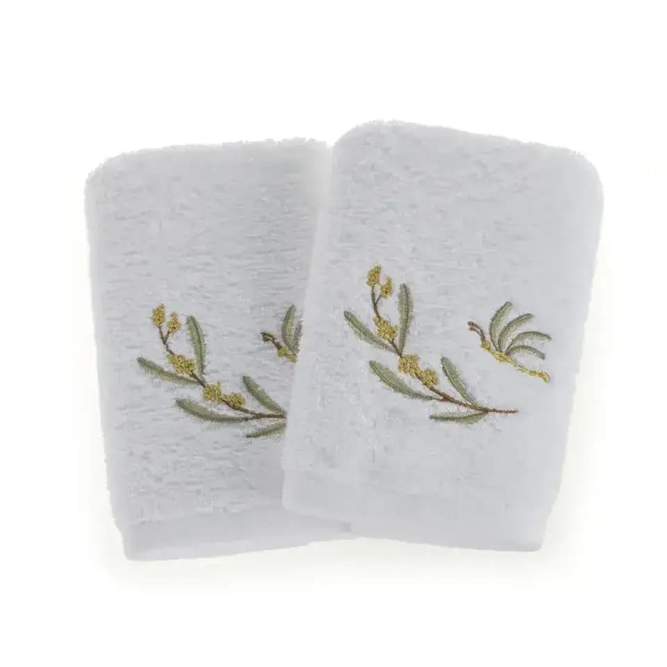 Jogo 2 Toalhas Lavabo Mimosa Branco Trussardi
