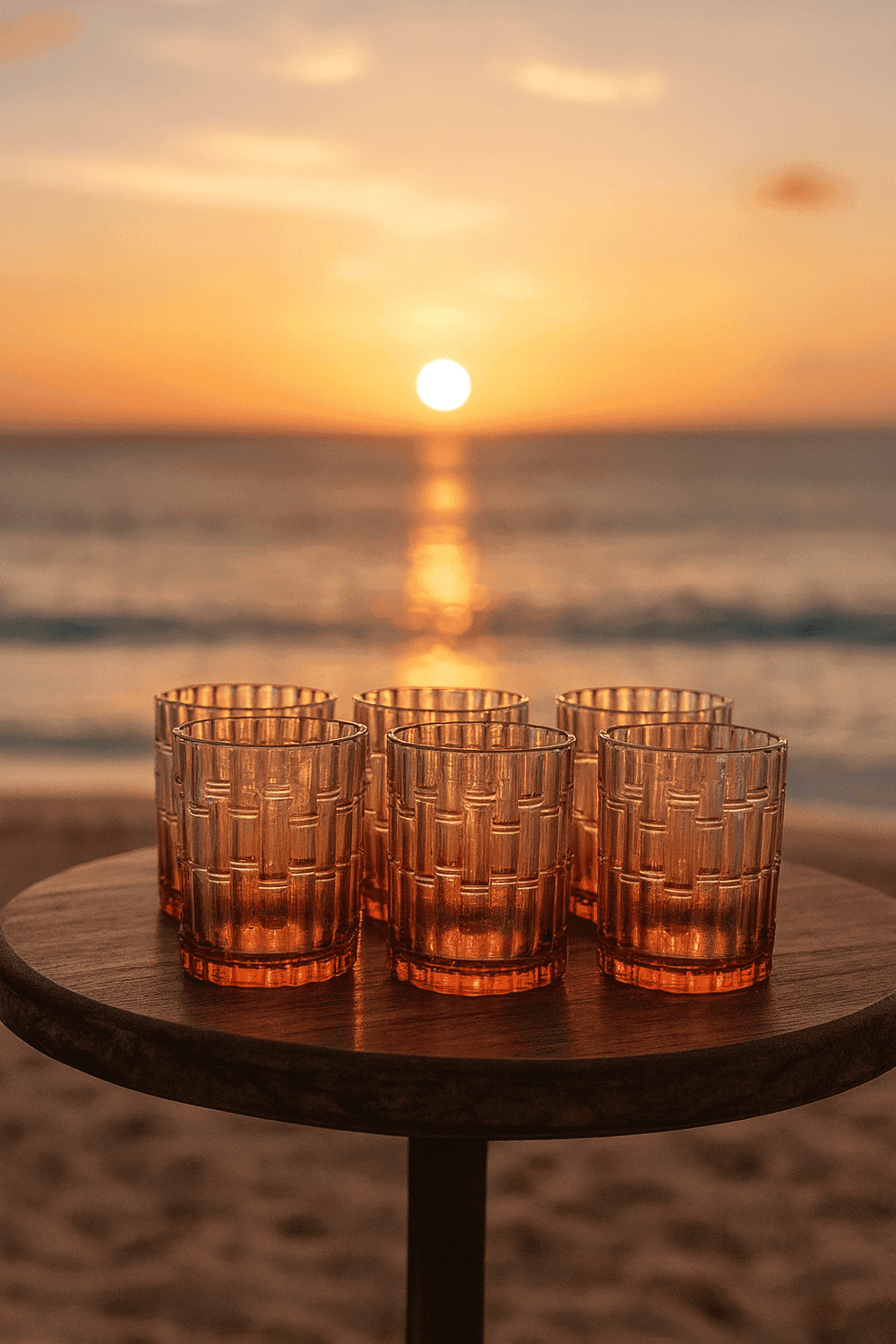 Jogo 6 Copos Baixos em Acrílico Bambu Laranja 415 ml