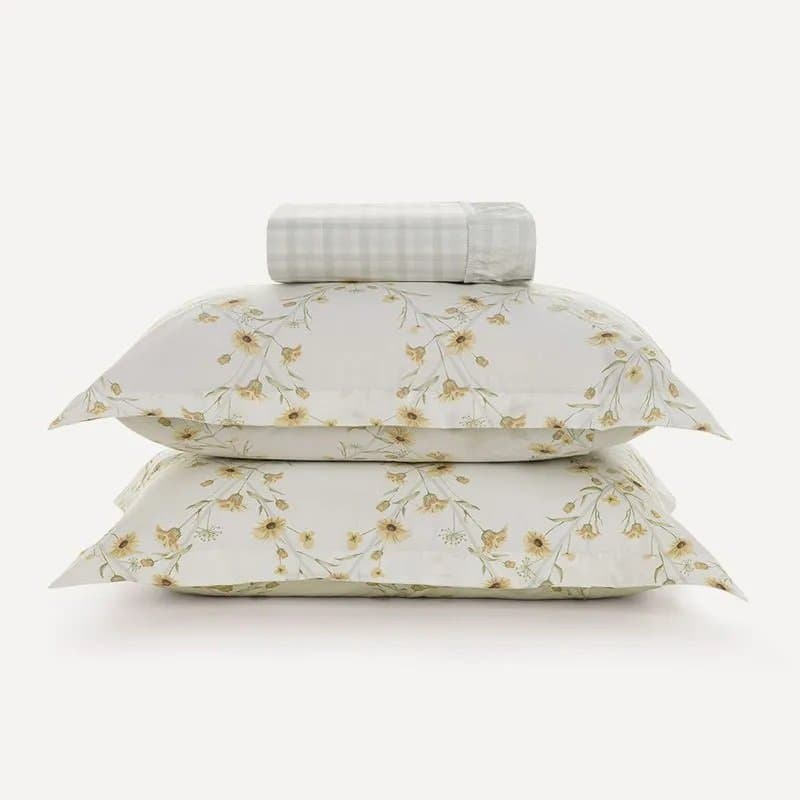 Jogo Cama 03 Peças Super King Florata 200 Fios Karsten Estampado 193cm x 203cm x 40cm
