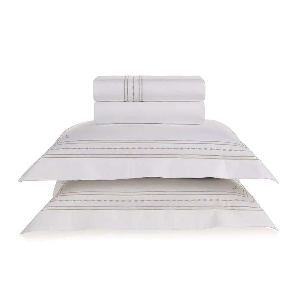 Jogo Cama Casal Rienzo 300 Fios Egípcio Trussardi 2,20 x 2,80 m Branco e Nocciola