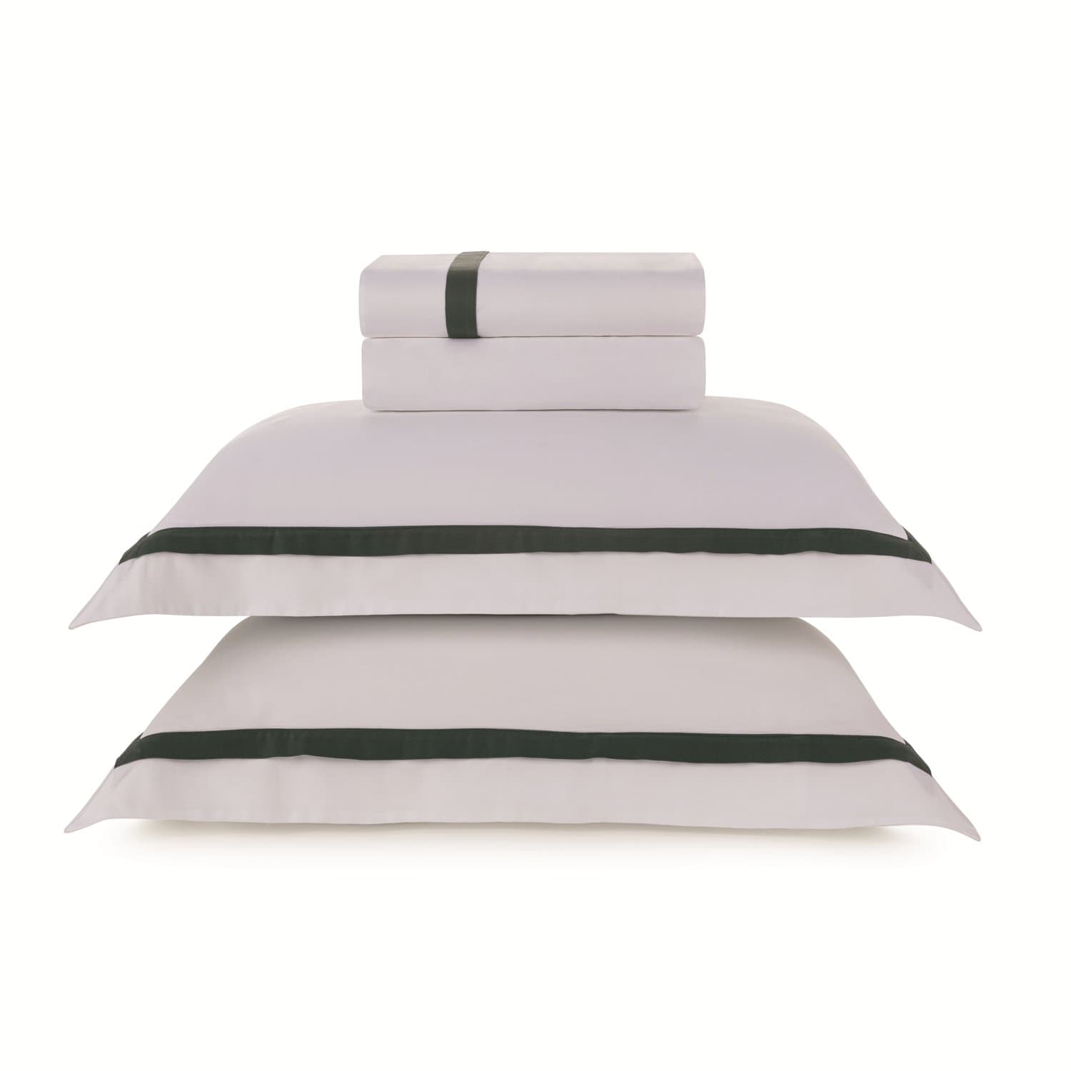 Jogo Cama Casal Vercelli 300 Fios Trussardi Branco e Fogli 220cm x 280cm