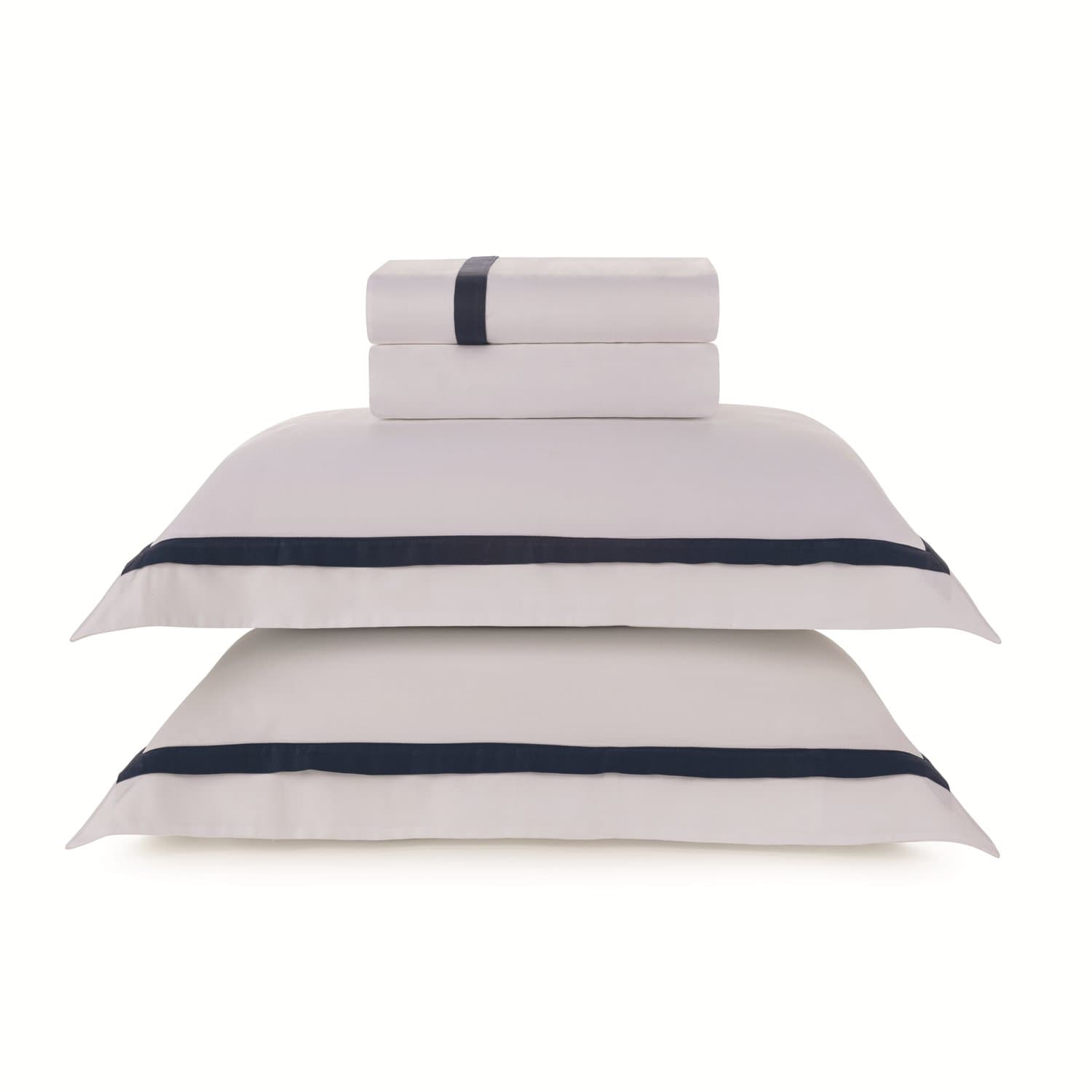 Jogo Cama Super King Vercelli 300 Fios Trussardi Branco e Azul Siciliano 280cm x 280cm