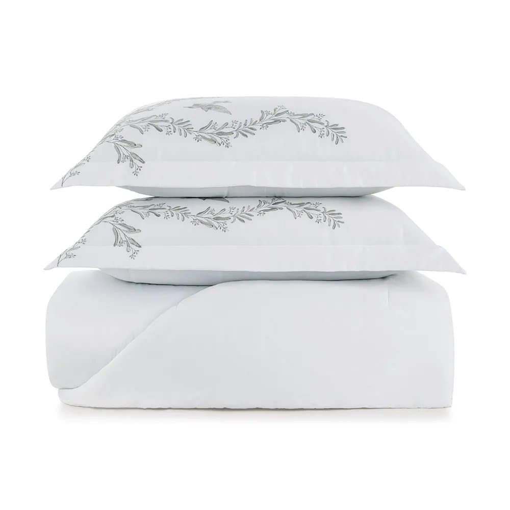 Jogo Colcha Queen Pistacia Egípcio 300 Fios Trussardi Branco 260cm x 280cm