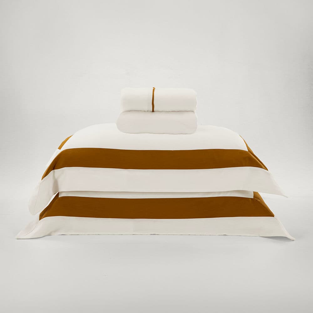 Jogo de Cama Casal 300 Fios Linhares Branco/Bronze